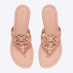 Tory Burch Miller Leather Thong Sandals Light MakeUp Nude 10.5